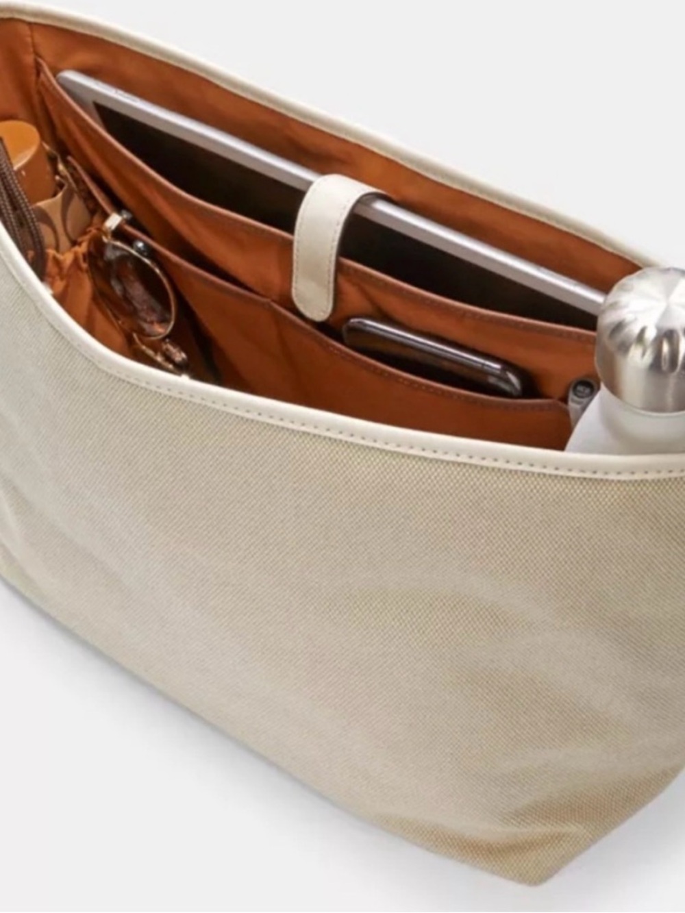 Coach Canvas Tote Organizer Insert in Cream with Tan Interior